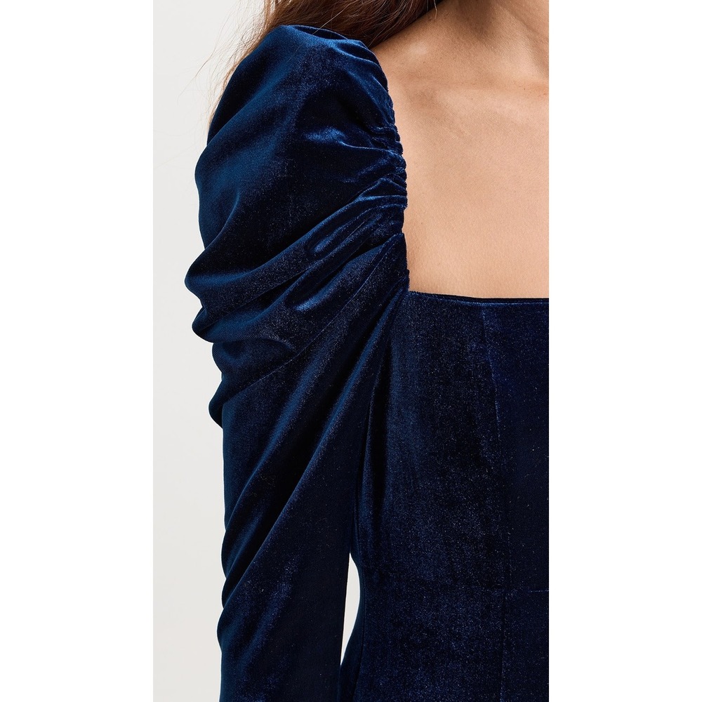 Cara Cara Laurenne Velvet Mini Dress Sm Navy Blue Puff Sleeve Chic Sexy Holiday - Picture 5 of 16